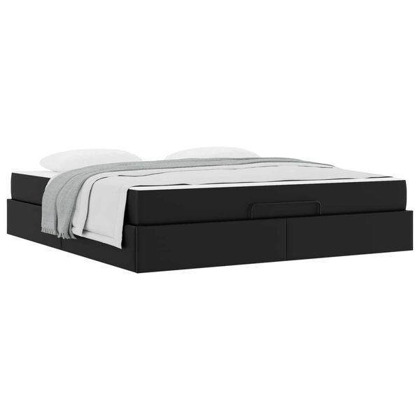 vidaXL Bedframe met matras met matras 2 pcs Zwart PVC
