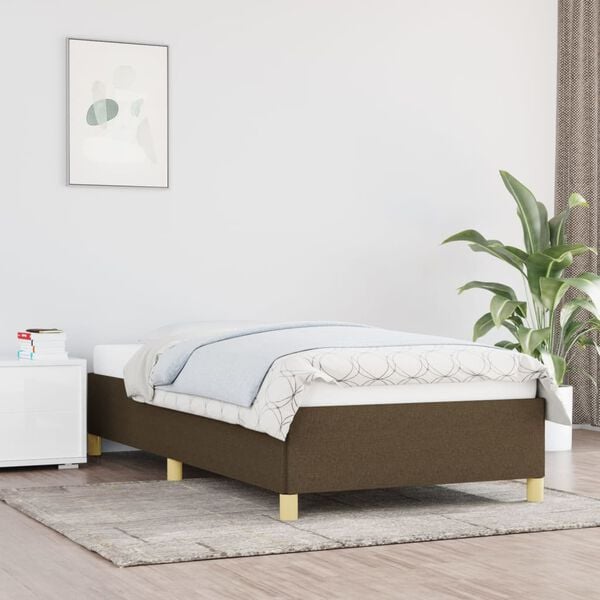 vidaXL Bedframe zonder matras 90x190 cm stof donkerbruin