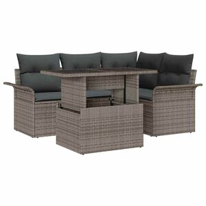 vidaXL Tuin Sofa Set met kussen 5 pcs Grijs Poly riet