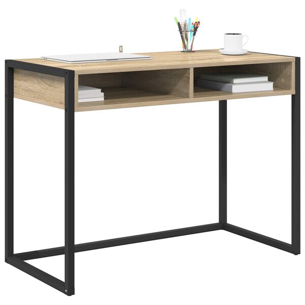 vidaXL Bureau met opslag Sonoma 100 x 50 x 75 cm Bewerkt hout