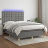 vidaXL Boxspring met matras en LED stof donkergrijs 140x190 cm