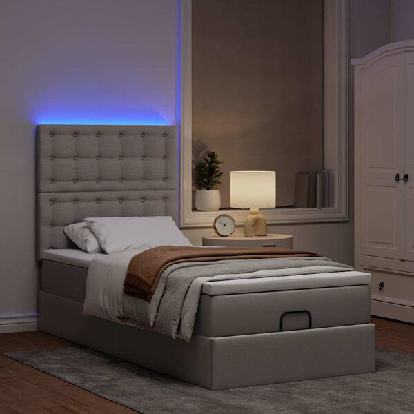 vidaXL Ottoman bed met matras en LED's 100x200cm stof taupe