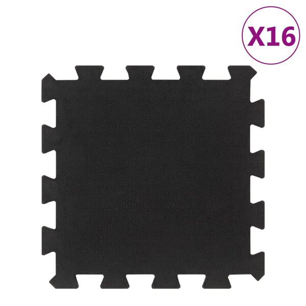 vidaXL Rubbertegels 16 st 16 mm 30x30 cm zwart