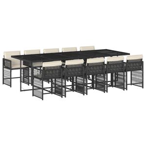 vidaXL 11-delige Tuinset met kussens poly rattan zwart