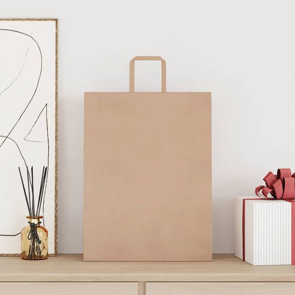 vidaXL Papieren zakken 50 st met hengsels 32x12x42 cm bruin