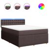 vidaXL Boxspring met matras stof donkerbruin 140x190 cm