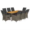vidaXL 9-delige Tuinset met kussens poly rattan grijs