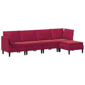 vidaXL Woonkamer Meubelset met kussen 5 pcs Wijnrood Fluweel