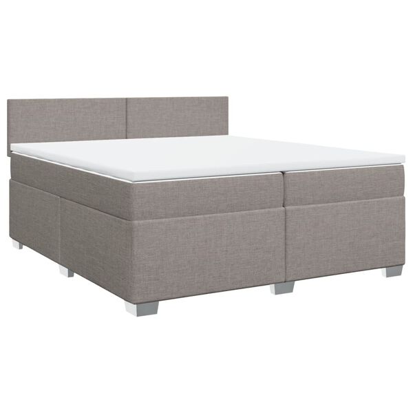 vidaXL Boxspring met matras stof taupe 200x200 cm