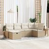 vidaXL Tuin Sofa Set met kussen met opslag 6 pcs Beige Poly riet