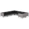 vidaXL 8-delige Loungeset met kussens poly rattan donkergrijs
