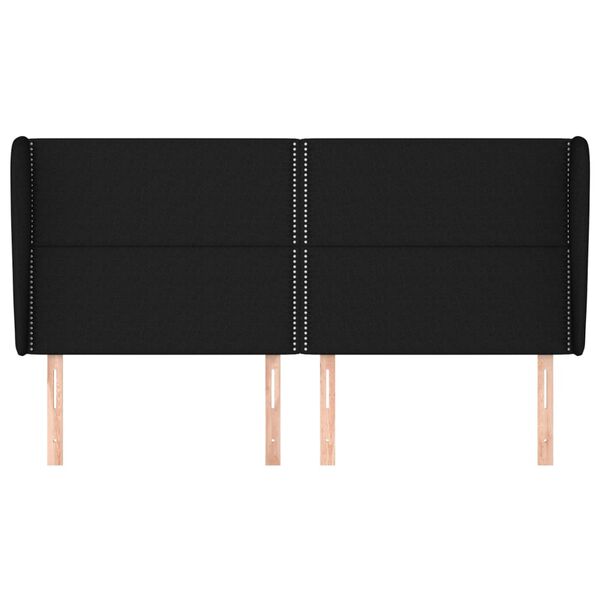 vidaXL Hoofdbord met randen 203x23x118/128 cm stof zwart