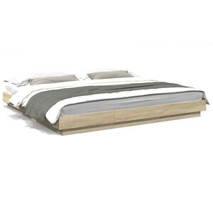 vidaXL Bedframe met LED-verlichting sonoma eiken 200x200 cm