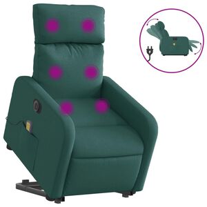 vidaXL Sta-op-massagestoel elektrisch verstelbaar stof donkergroen