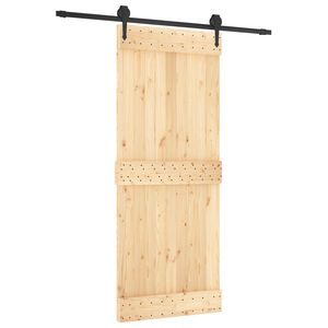 vidaXL Schuifdeur Naturel en Zwart 85 x 210 cm Massief Grenenhout