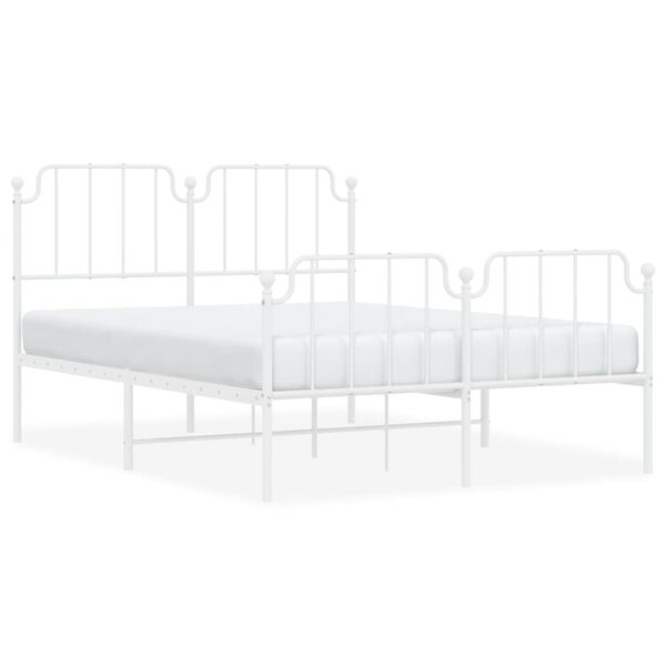 vidaXL Bedframe met hoofd- en voeteneinde&nbsp;metaal wit 140x190 cm