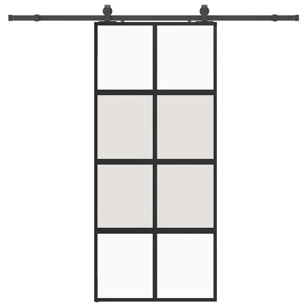 vidaXL Schuifdeur met beslagset 90x205 cm gehard glas zwart