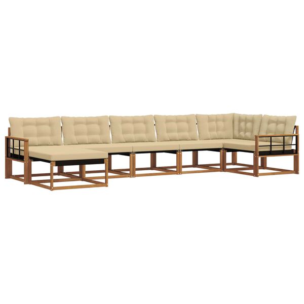 vidaXL Buiten bankenset 21 pcs Natuurlijk en Beige Massief Acaciahout