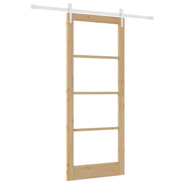 vidaXL Schuifdeur Naturel 86 x 211 cm Massief grenenhout en glas