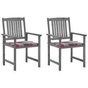 vidaXL Tuinstoelen 2 st met kussens massief acaciahout grijs