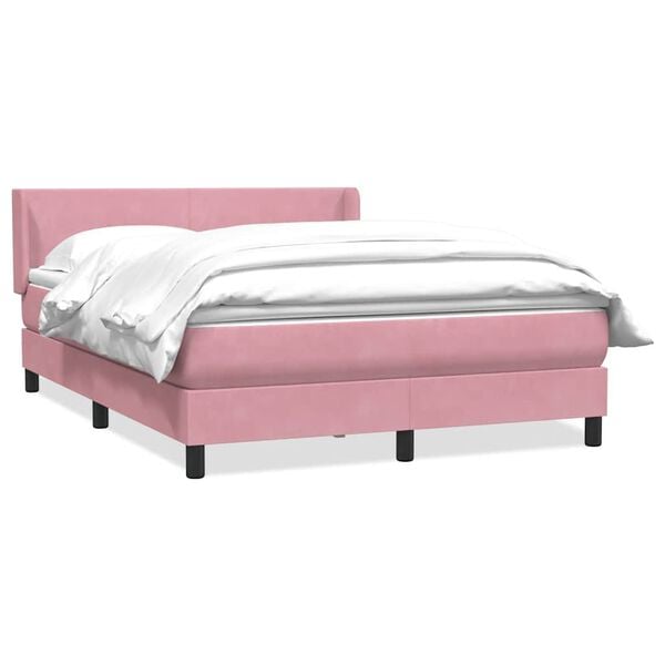 vidaXL Boxspring met matras fluweel roze 160x220 cm