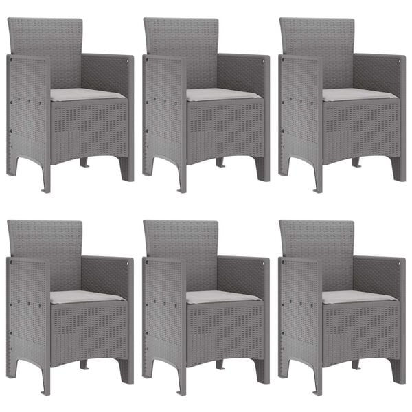 vidaXL Tuin Eetset 7 pcs Lichtgrijs Polt riet