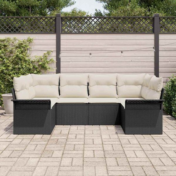 vidaXL Tuin Sofa Set met kussen met opslag 6 pcs Zwart Poly riet
