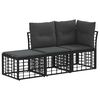 vidaXL Buiten bankenset met kussen 3 pcs Zwart Polyester