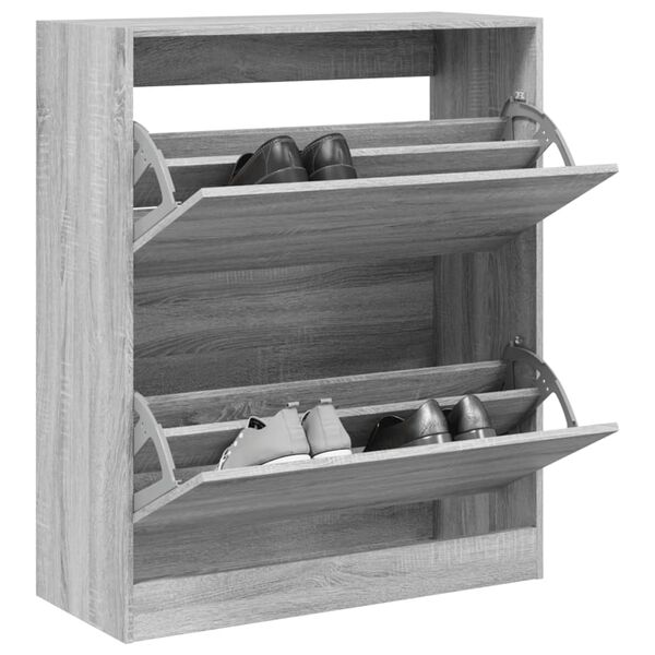 vidaXL Schoenenkast 80x34x96,5 cm bewerkt hout grijs sonoma eikenkleur