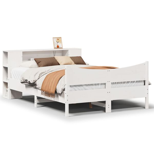 vidaXL Bedframe zonder matras massief grenenhout wit 140x200 cm
