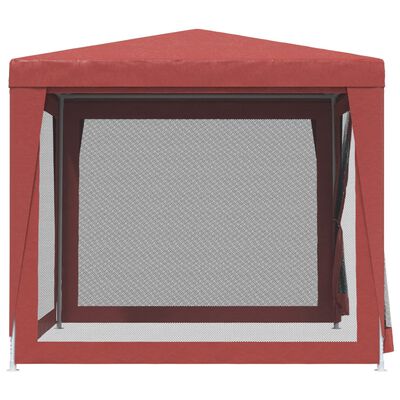 vidaXL Partytent met 4 mesh zijwanden 2,5x2,5 m HDPE rood