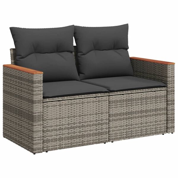 vidaXL 11-delige Loungeset met kussens poly rattan grijs