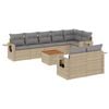 vidaXL 9-delige Loungeset met kussens poly rattan gemengd beige