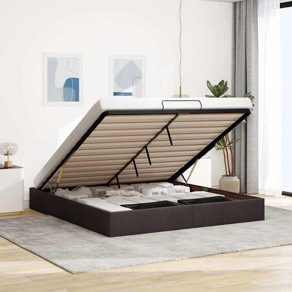 vidaXL Bedframe zonder matras 200x200 cm stof donkerbruin