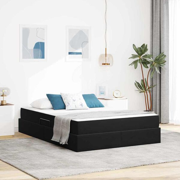vidaXL Opbergbed met matras met matras Zwart 140 x 190 cm Fluweel