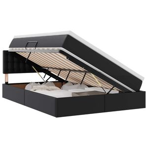 vidaXL Opbergbed met LED met matras Zwart 140 x 190 cm Nep Leer