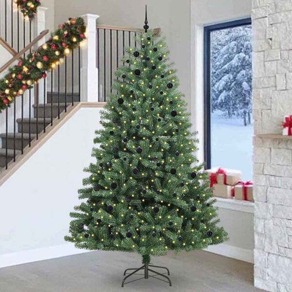 vidaXL Kunstmatige Inklapbare Kerstboom Groen 270 cm PVC en Metaal