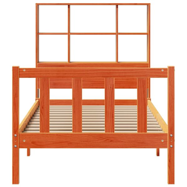 vidaXL Bed met boekenkast zonder matras grenenhout wasbruin 100x200 cm