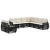 vidaXL Tuinbankenset 9 st 9-zits Zwart en Cream Wit poly rattan