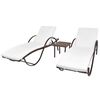 vidaXL Ligbedden 2 st met tafel poly rattan bruin