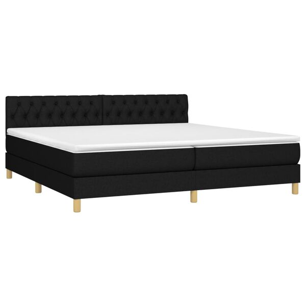 vidaXL Boxspring met matras en LED stof zwart 200x200 cm