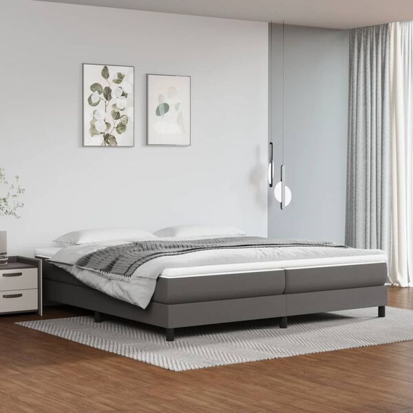 vidaXL Boxspring met matras kunstleer grijs 200x200 cm