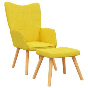 vidaXL Relaxstoel met voetenbank stof mosterdgeel