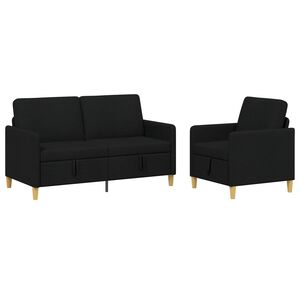 vidaXL Bankenset met opbergruimte 2 pcs Zwart Polyester