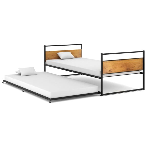 vidaXL Bedframe uitschuifbaar metaal zwart 90x200 cm