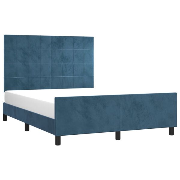 vidaXL Bedframe zonder matras 140x200 cm fluweel donkerblauw