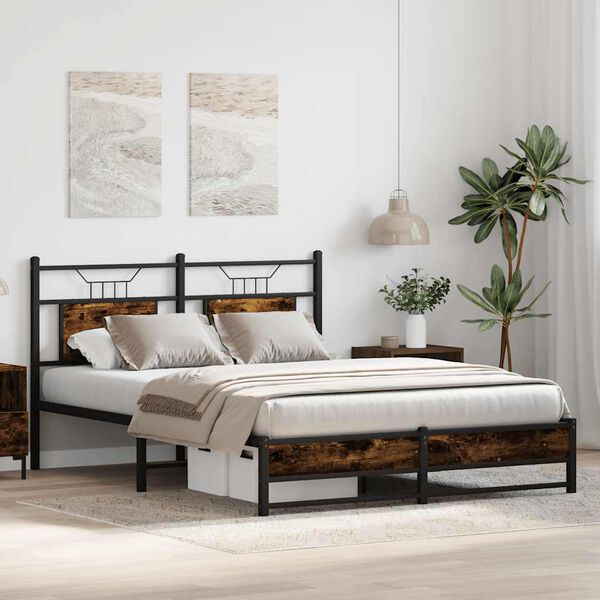 vidaXL Bedframe zonder matras hout gerookt eikenkleurig 137x190 cm
