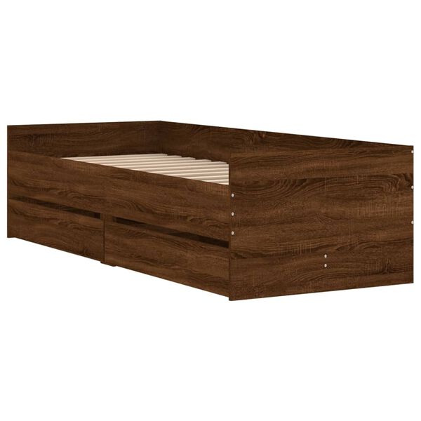 vidaXL Bedframe met lades bruin eikenkleur 90x190 cm