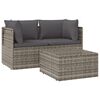vidaXL 3-delige Loungeset met kussens poly rattan grijs