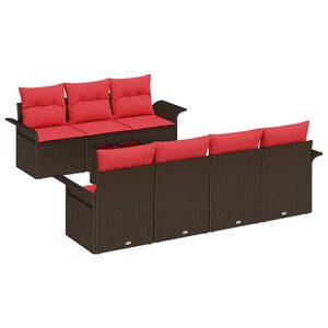 vidaXL Tuin Sofa Set 8 st Beige en Rood poly rattan